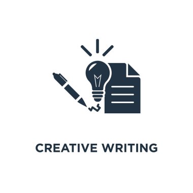 creative writing and storytelling icon. learning course concept symbol design, education assignment, brief summary, thin stroke vector illustration clipart