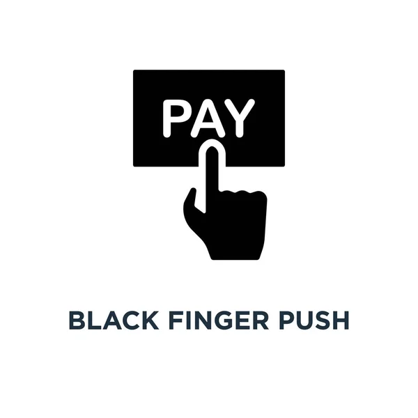 Fekete Ujjával Nyomja Meg Pay Gombra Online Bevásárlás Kiskereskedelmi Ikon — Stock Vector