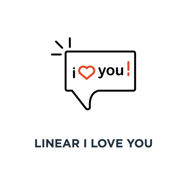 Linear Love You Text Speech Bubble Icon Symbol Lover Say — Stockvektor