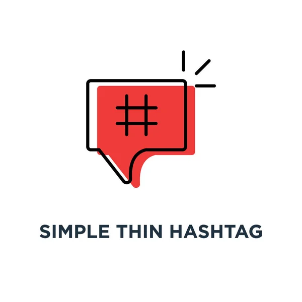 Rojo Simple Hashtag Delgado Icono Símbolo Mensaje Popular Para Microblogging — Archivo Imágenes Vectoriales