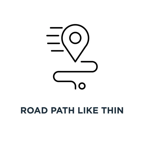 Road Path Thin Map Geolocation Icon Symbol Show Check Transport — Stock Vector