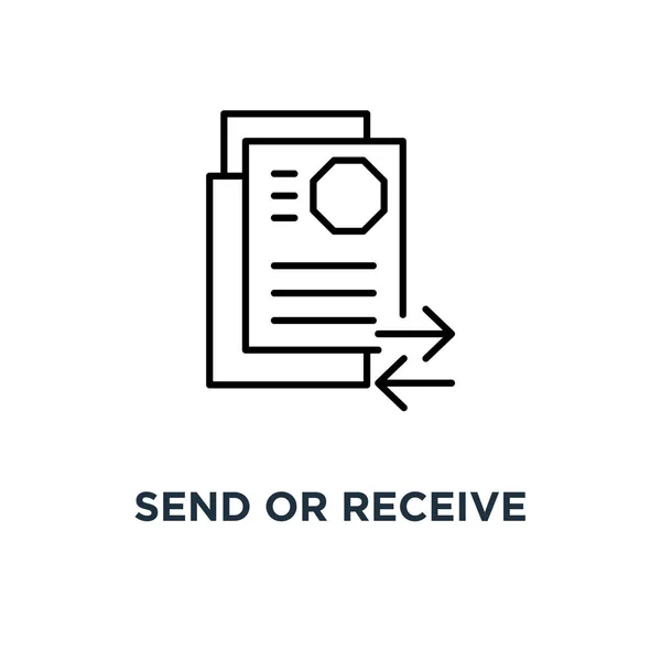 Senden Oder Empfangen Von Dünnen Dokumenten Streichen Moderner Logotyp Grafik — Stockvektor