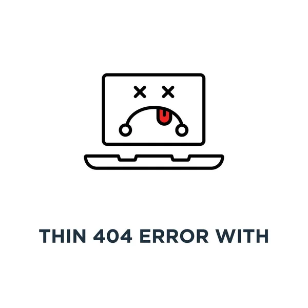 Errore 404 Con Icona Emoji Morto Simbolo Tendenza Minimal Lineare — Vettoriale Stock