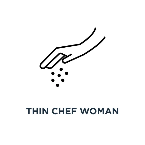 Fine Main Chef Femme Avec Icône Sel Symbole Une Personne — Image vectorielle