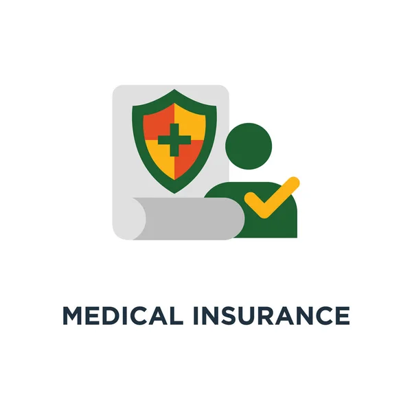 Medyczne Ubezpieczenia Ikona Opieki Zdrowotnej Polityki Tarcza Krzyż Usług Szpitalnych — Wektor stockowy