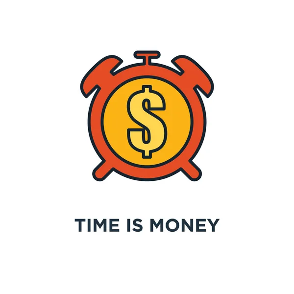時間はお金のアイコンです コイン 金の利益とコンセプト シンボル デザイン 長期金融投資 退職年金貯蓄 将来の収入 年間収益ベクトル図の利益 — ストックベクタ