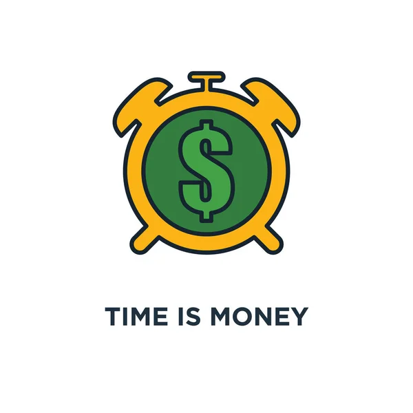 時間はお金のアイコンです コイン 金の利益とコンセプト シンボル デザイン 長期金融投資 退職年金貯蓄 将来の収入 年間収益ベクトル図の利益 — ストックベクタ