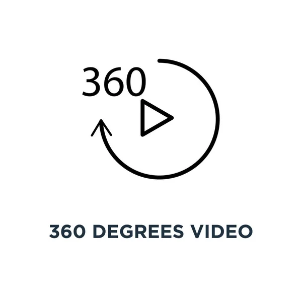 Icono Vídeo 360 Grados Ilustración Lineal Elementos Simples Botón Reproducción — Vector de stock