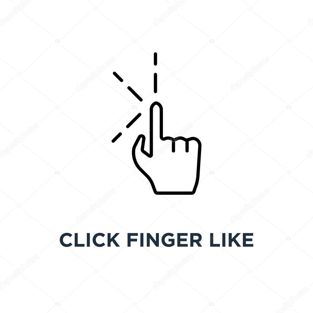 click finger like black pixel art icon, symbol 8 bit style trend modern simple easily 8bit logotype graphic pixel art design on white concept of enter and begin gesture or minimalistic hand