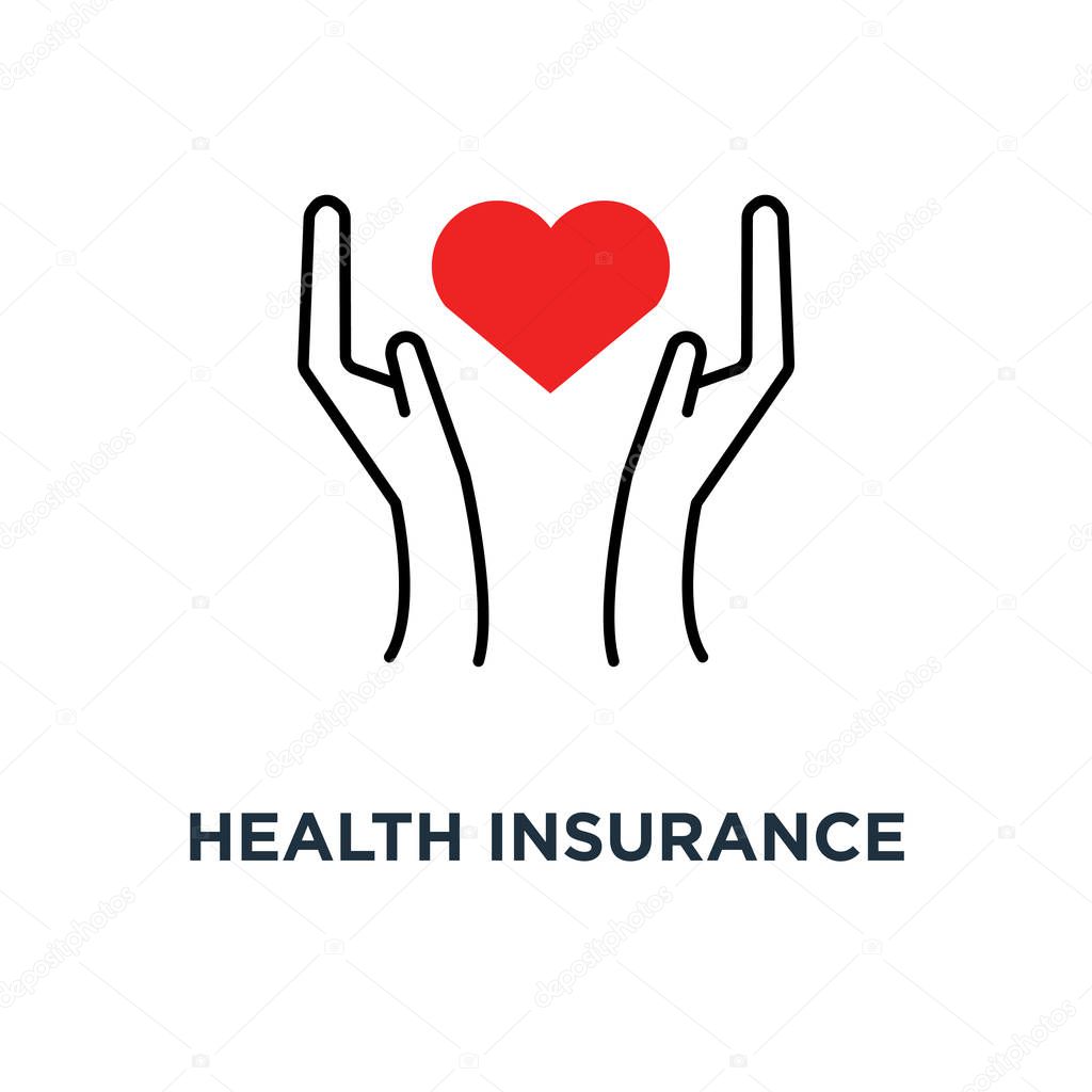 health insurance with contour woman hands icon, symbol linear style trend modern medicine logotype graphic sketch art design concept of forgiveness or praise gesture silhouette