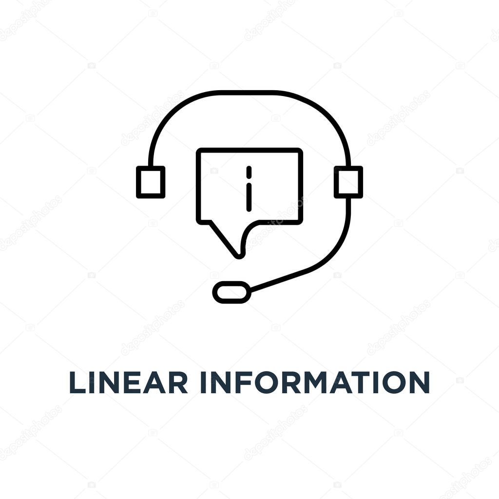 Linear information support icon, symbol contour style trend modern 24/7 hotline or crm logotype graphic art design concept of consultant for ecommerce or elearning