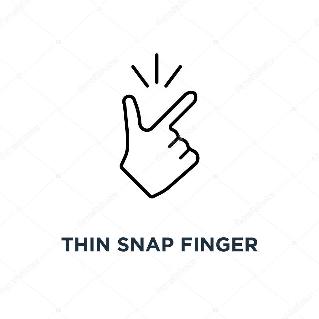 thin snap finger like easy icon, symbol linear abstract trend simple okey logotype graphic design concept of female or male make flicking fingers and popular gesturing