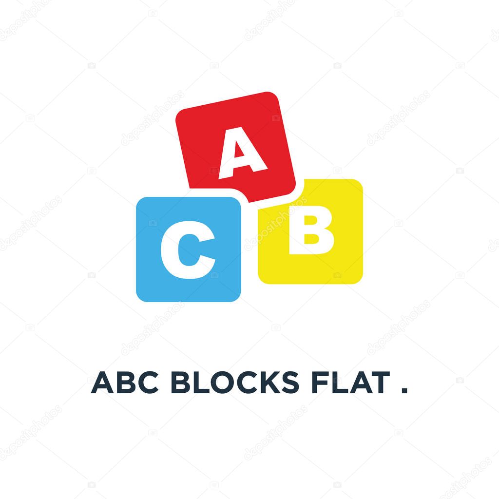 abc blocks flat . alphabet cubes with a icon. c letters in flat concept symbol design, vector illustration