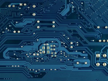 Koyu mavi renk anakart closeup