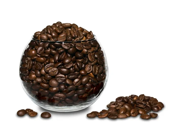 Coffee Beans Glassware Isolated White — Stock Photo, Image