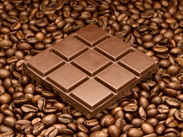 Chocolat et grains de café — Photo