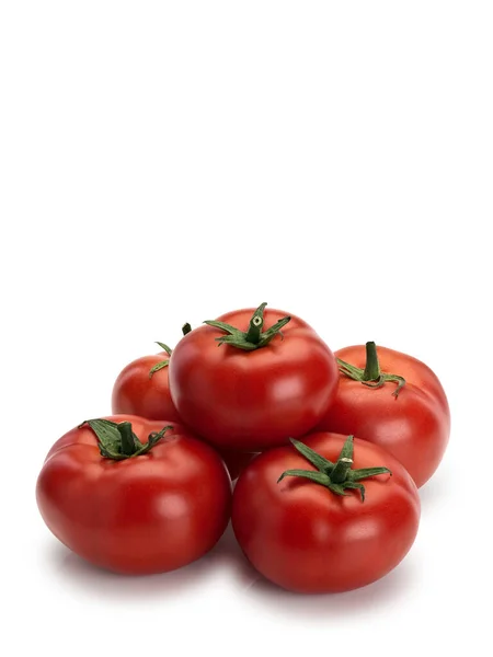 Pyramid Combined Five Ripe Tomatoes Isolated White — Stock Photo, Image