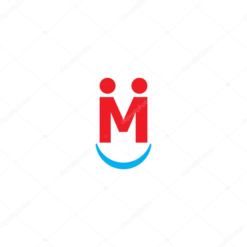 M letter with smile logo design