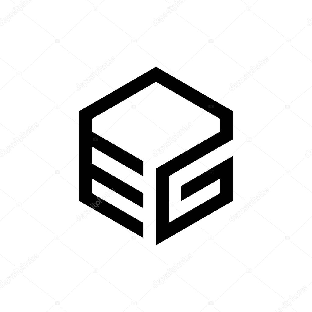 Hexagon with letter EG logo design
