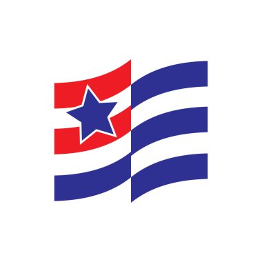 Mavi ve Kırmızı çizgi Bayrak logo tasarım vektörü