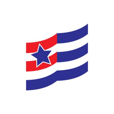 Mavi ve Kırmızı çizgi Bayrak logo tasarım vektörü