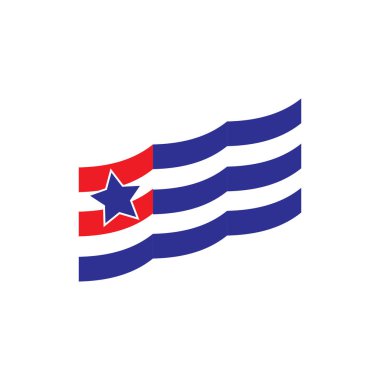 Mavi ve Kırmızı çizgi Bayrak logo tasarım vektörü