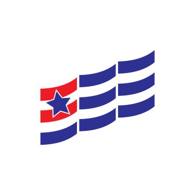 Mavi ve Kırmızı çizgi Bayrak logo tasarım vektörü