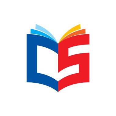 Cs logo tasarım vektörü ile 3d Kitap