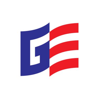 Harf Ge logo tasarım vektörü ile bayrak