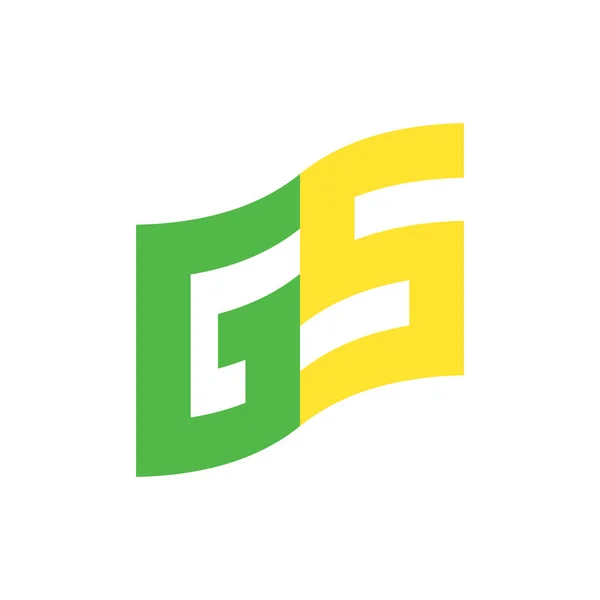 Drapeau avec lettre GS logo vecteur de conception — Image vectorielle