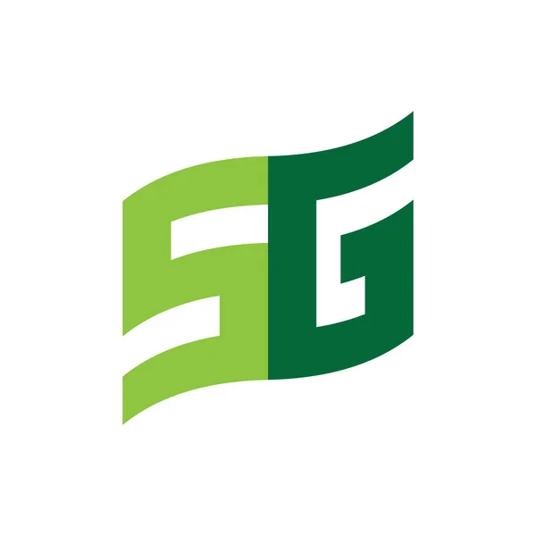 Drapeau avec le vecteur de conception de logo SG lettre — Image vectorielle