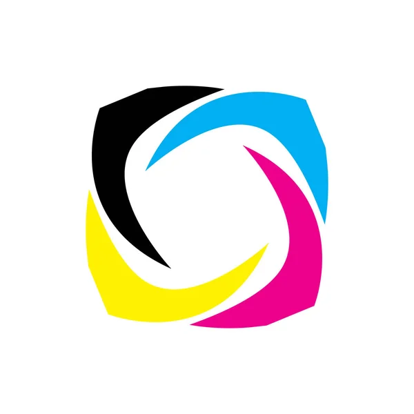 Hoja circular con vector de diseño de logotipo de color CMYK — Vector de stock