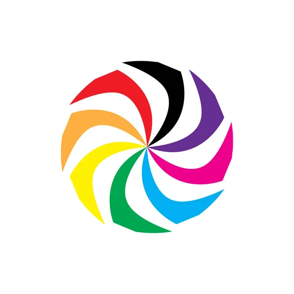 Hoja circular con diseño de logotipo multicolor — Vector de stock