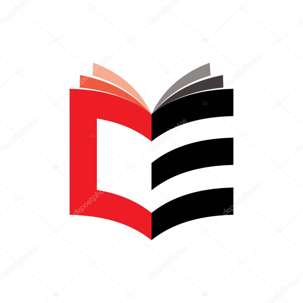 3D Book with letter CE logo design vector