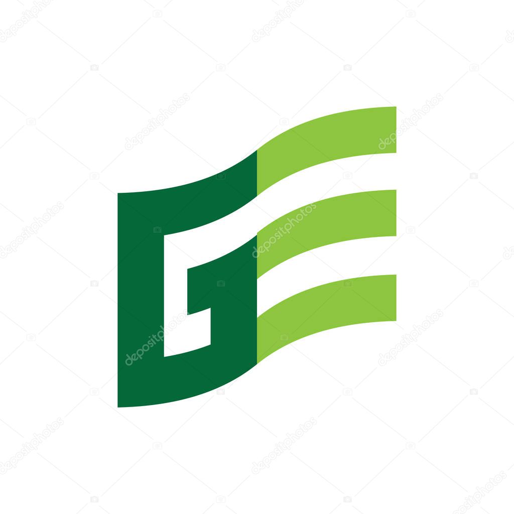 Flag with letterGE  logo design vector