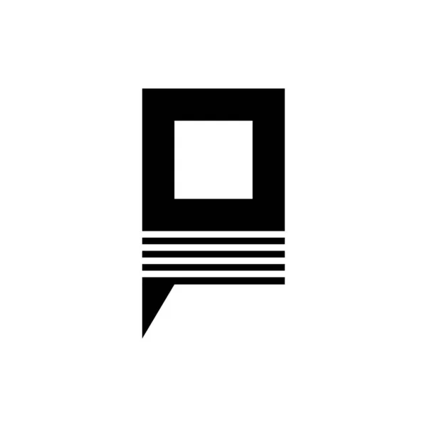 Letra P con vector de diseño de logotipo de franja cuadrada y línea — Archivo Imágenes Vectoriales