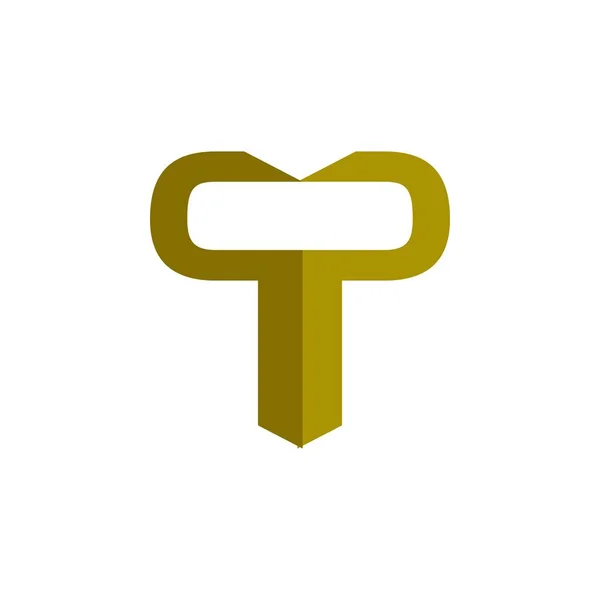 Дизайн-вектор буквы T с золотым ключом — стоковый вектор