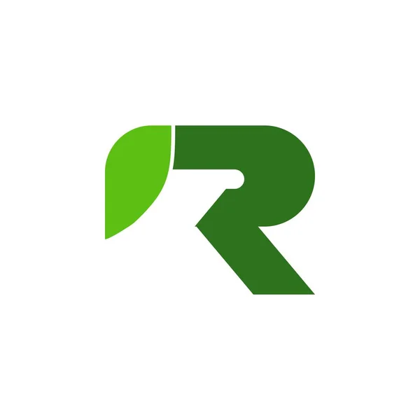 Bokstaven R med Leaf logo design Vector — Stock vektor