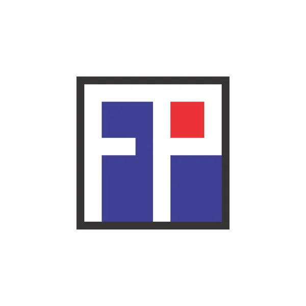 Kvadrat med bokstaven FP Logotypdesign Vector — Stock vektor