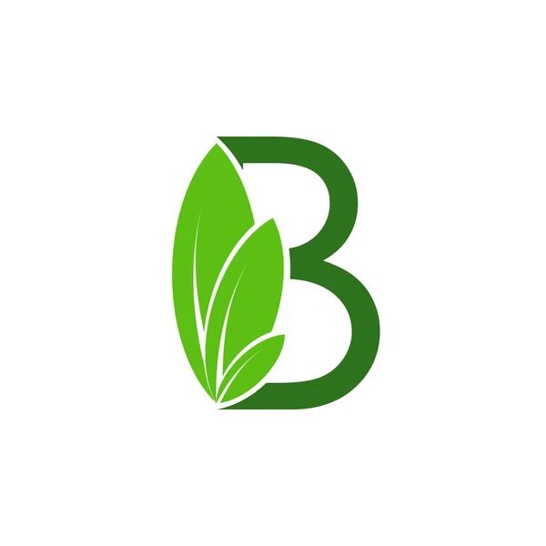 Buchstabe b mit Blatt-Logo-Designvektor — Stockvektor