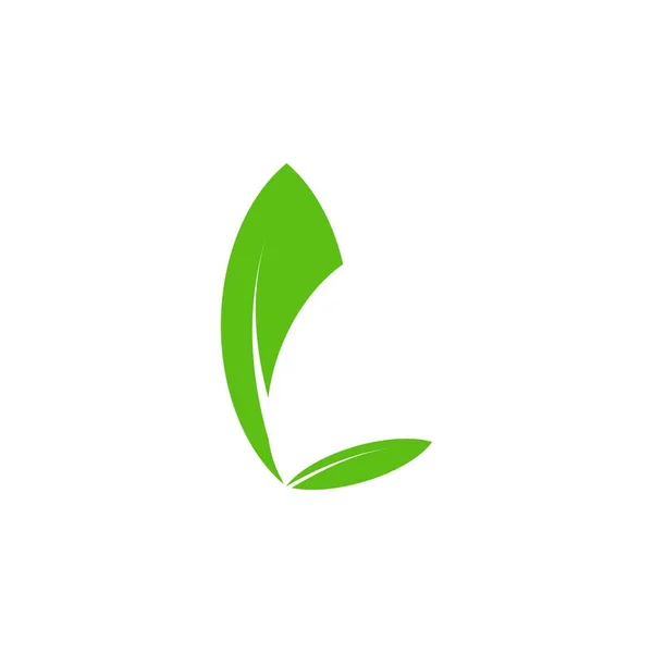 Carta L com vetor de design de logotipo de folha — Vetor de Stock