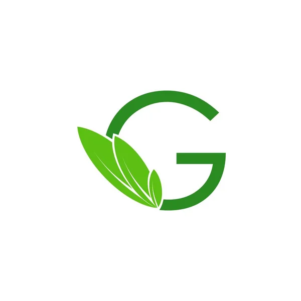 Buchstabe g mit Blatt-Logo-Designvektor — Stockvektor