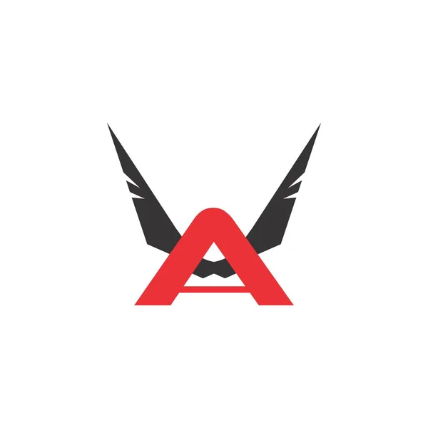 Buchstabe a mit Flügel Logo Designvektor — Stockvektor