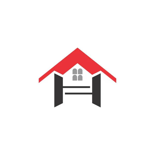 Lettera H con Home Building logo design vector — Vettoriale Stock