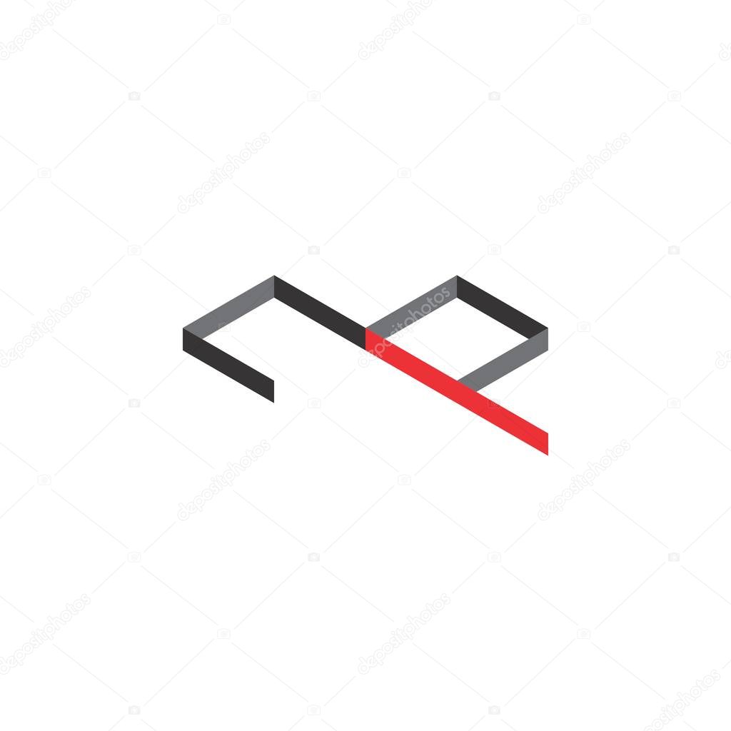 Letter MP 3D logo design vector