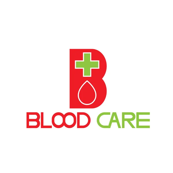 Blod Donation Care Logo Design Vektor — Stock vektor
