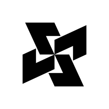 Mektup J rotasyon logo tasarım vektör