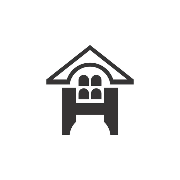 Písmeno H s designem loga domácí budovy — Stockový vektor