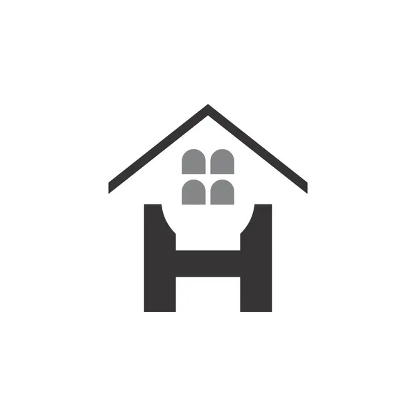 Lettera H con Home Building logo design vector — Vettoriale Stock
