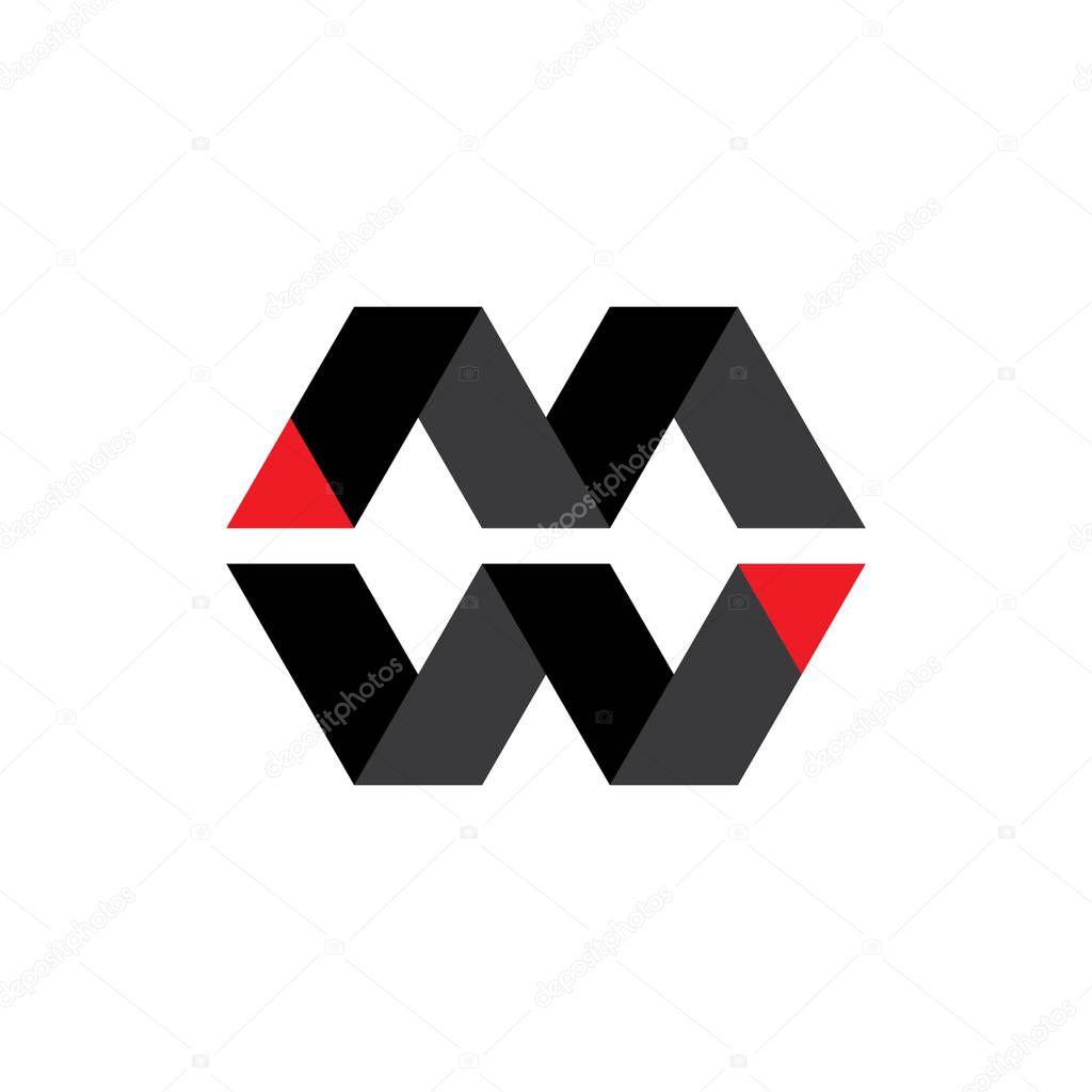 Letter MW or WM logo design vector